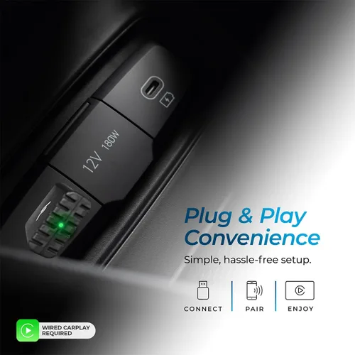 Vista 6 de AutoSky Adaptador inalámbrico CarPlay 2025 Pro Edition - Adaptador inalámbrico CarPlay más rápido y compacto de fábrica con cable CarPlay Cars