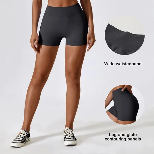 Vista 2 de Adisputent Pantalones cortos de gimnasio para mujer con levantamiento de glúteos, pantalones cortos de entrenamiento en V cruzado, sin costuras