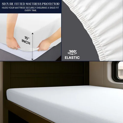 Vista 4 de SGI bedding Protector de colchón para literas de autocaravana de 24 x 72 pulgadas, súper suave, impermeable y transpirable, protector de colchón