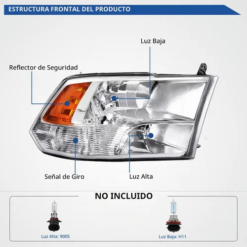Vista 2 de oEdRo Ensamble de faros compatible con Dodge Ram 1500 2009-2018/Dodge Ram 2500 3500 2010-2018/Ram 1500 Classic 2019-2022 Carcasa de faro cromada