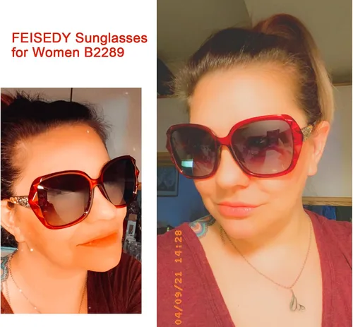Vista 62 de FEISEDY - gafas de sol polarizadas para mujer, marco compuesto brillante B2289