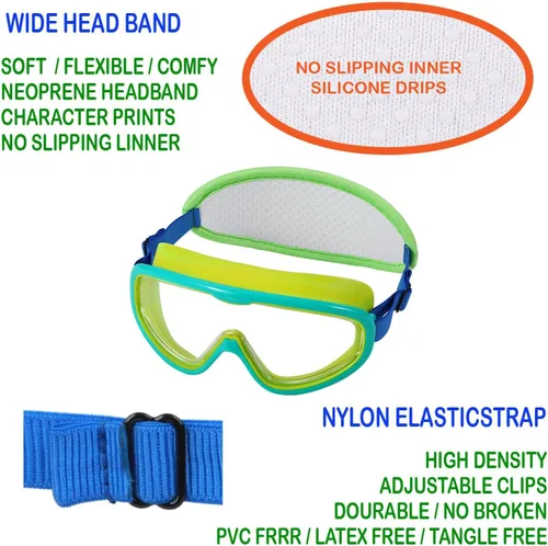 Vista 5 de Kids Goggles Swimming 4-7,Kids Goggles Fabric Strap,Wide View Swimming Goggles for Toddler
