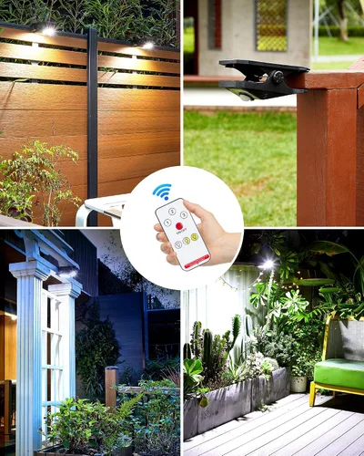 Vista 4 de Luces solares con sensor de movimiento para exteriores, luces solares con clip para exteriores, impermeables, luces de seguridad alimentadas por