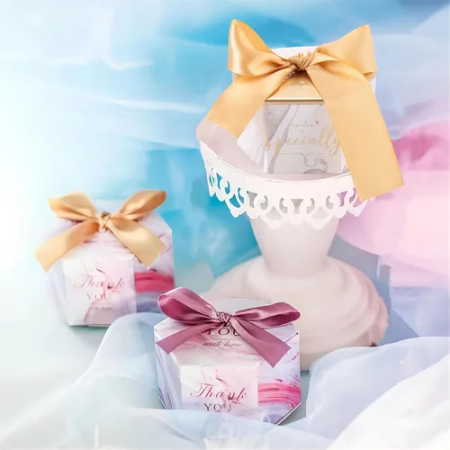 Vista 7 de Zerodis Cajas de recuerdos de fiesta de boda, 30 cajas de dulces con cinta para compromiso, despedida de soltera, baby shower, cumpleaños