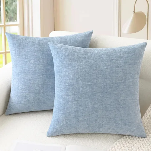 Vista 41 de CaliTime - Paquete de 2 fundas de almohada acogedoras para sofá, decoración del hogar, felpilla suave teñida sólida, 16 x 16 pulgadas, marrón Marrón