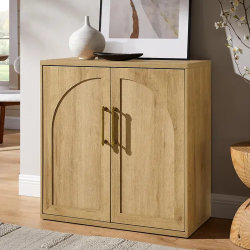 Vista 12 de ACCOHOHO - Aparador de puerta arqueada, color negro Modular, Multi-Compartment Storage, Adjustable Shelf, Soft Close Hinges, Freestanding, for