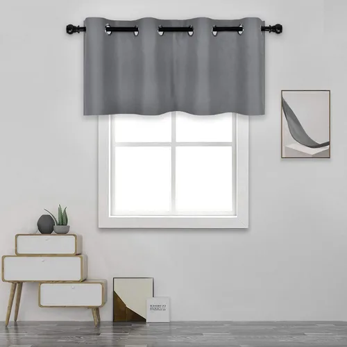 Vista 51 de DECOVSUN Cenefa de cortina opaca amarilla brillante para ventanas de cocina, cenefa opaca con ojales para dormitorio, cenefa corta y recta para sala