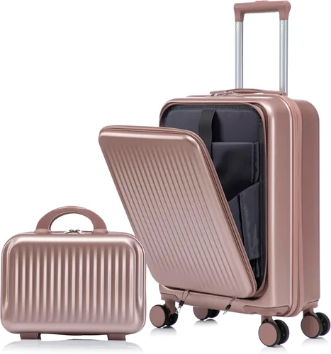 Vista 43 de GDFStudio Juego de equipaje de 3 piezas de 20/24/28 pulgadas, maleta giratoria de carcasa dura ABS con ruedas silenciosas de 360°, Beige, Moderno
