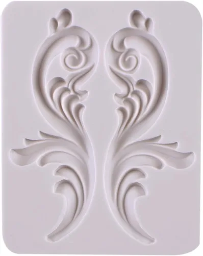 Vista 9 de Molde de fondant de silicona de voluta barroca para decoración de pasteles, 4.67x3.58 pulgadas Sin BPA, apto para lavavajillas, microondas, fácil