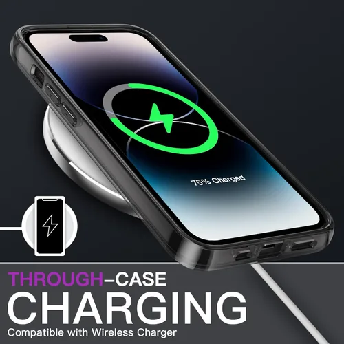 Vista 4 de JETech - Funda para iPhone 14 Pro de 6.1 pulgadas, cubierta a prueba de golpes sin amarillamiento, parte trasera transparente antiarañazos (negro)