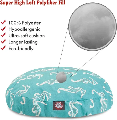 Vista 2 de Majestic Pet Products - Cama redonda mediana para perros con funda extraíble y lavable para interiores y exteriores, color verde azulado