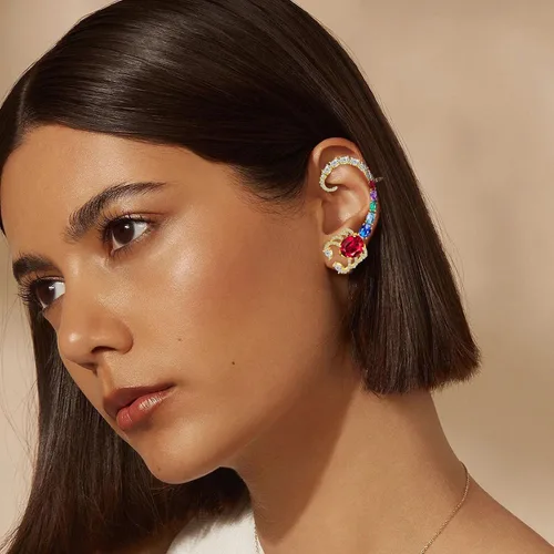 Vista 4 de Metmolley Aretes asimétricos para mujer con diseño de animales de cristal para mujeres y niñas