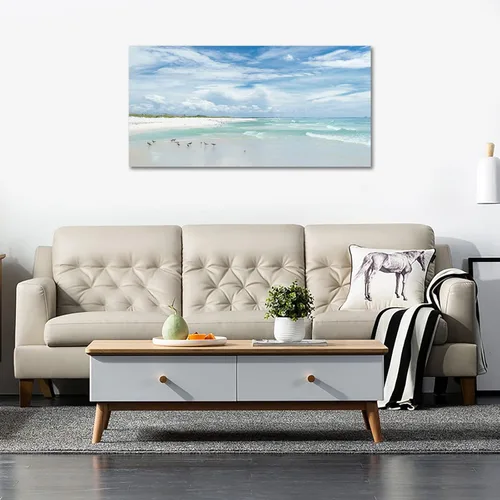 Vista 2 de NINEASO Lienzo decorativo para pared, diseño de mar y playa, cuadros de naturaleza y océano, decoración de pared, pájaros marinos, paisajes