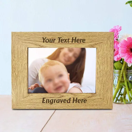 Vista 6 de Marco de fotos personalizado grabado con láser, marco de madera de 7 x 5 pulgadas, marco de fotos de madera personalizado, cualquier texto de regalo