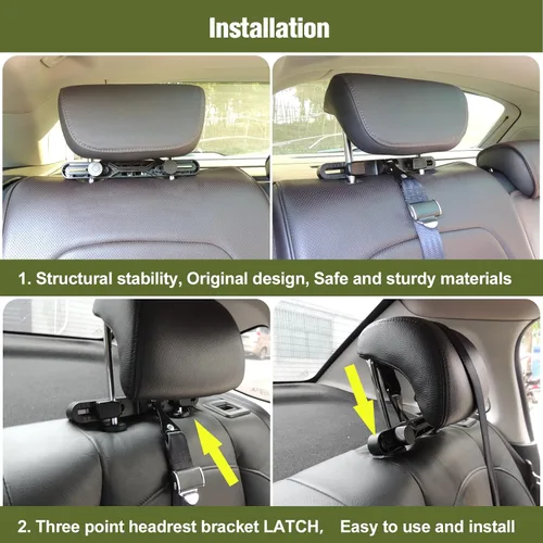 Vista 4 de Soporte Universal para Reposacabezas de Coche, Montaje ISOFIX, Pestillo, Kit de Anclaje para Asiento Infantil, Soporte para Reposacabezas