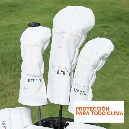 Vista 4 de Fundas para Palos de Golf Bordado Elegante Cuero Premium Birdie Golf Funda para Driver Funda Híbrida para Fairway Funda para Putter Blade Funda
