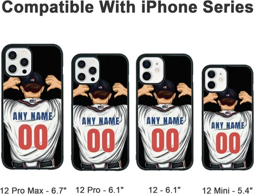 Vista 3 de Custome - Funda de teléfono de béisbol, diseño creativo de béisbol deportivo con número de estrella para iPhone 11, 12, 13, 14, 15 Pro Max Plus Mini