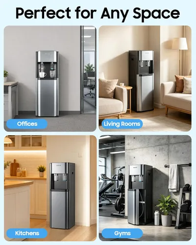 Vista 8 de Dispensador de enfriador de agua para botella de 5 galones, 3 ajustes de temperatura Bottom Loading Water Dispenser with Anti-Dry