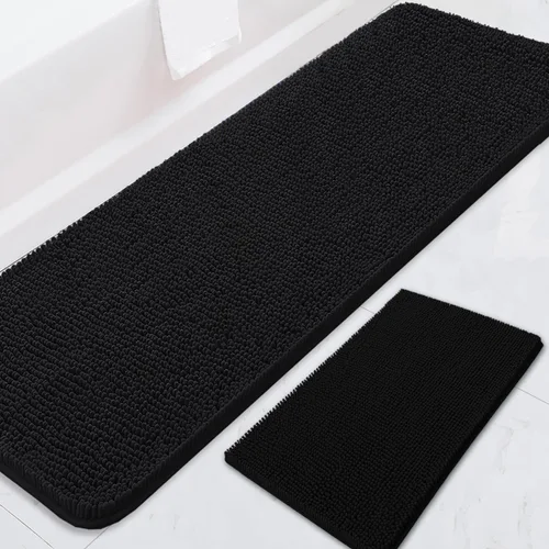 Vista 46 de Juegos de alfombras de baño de 2 piezas, alfombra de baño de felpilla extra suave ultra absorbente, alfombra de baño con base antideslizante de PVC