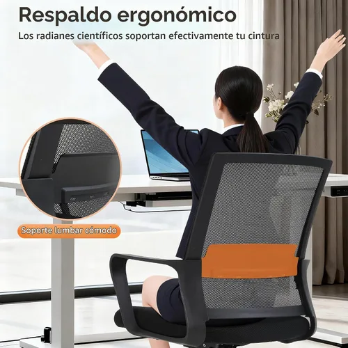 Vista 4 de PayLessHere Silla de oficina para computadora, silla ergonómica de malla, respaldo medio, silla giratoria para oficina en casa, silla de escritorio