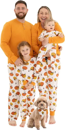 Vista 11 de Owlivia Pijamas de Navidad de Halloween para la familia, pijamas de algodón orgánico a juego candies