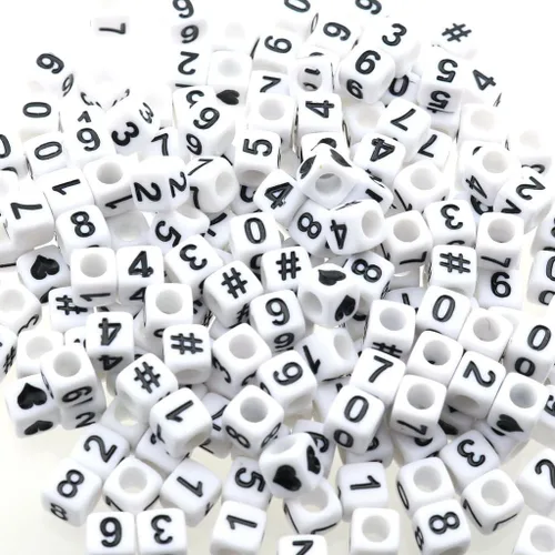 Vista 8 de Gresorth 800 cuentas acrílicas de cubo blanco para manualidades, pulseras, collares, llaveros de 0.236 x 0.236 pulgadas