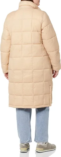 Vista 2 de Tienda Essentials Abrigo ligero acolchado de longitud más larga para mujer, beige, talla S