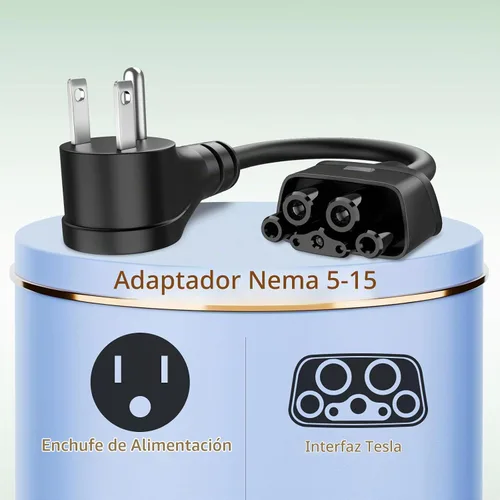 Vista 3 de Adaptador para Tesla NEMA 5-15, adaptador de carga rápida Neme-5-15 de 12 amperios máximo para Tesla Model S 3 X Y para cargar en secadora de 4