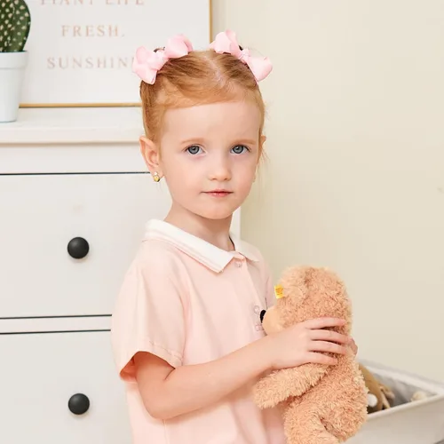 Vista 2 de 50 piezas de lazos de cabello para niñas de 7,6 cm con cinta de grogrén y pinzas de cocodrilo, accesorios para el cabello para bebés, niñas, niños