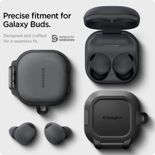 Vista 2 de Spigen Lock Fit - Funda diseñada para Galaxy Buds Core (2025) / FE (2023) / Buds2 Pro (2022) / Buds 2 (2021) / Buds Pro (2021) / Buds Live (2020)