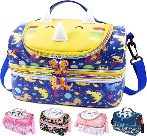 Vista 10 de RLGPBON Bolsa de almuerzo para niños, lonchera aislada para niñas y niños, bolsa de almuerzo para niños pequeños y adolescentes, lindas bolsas