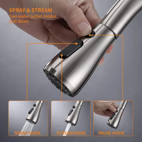 Vista 4 de Keer - Grifo de cocina táctil, grifo inteligente para fregadero de cocina con rociador extraíble, grifo de fregadero de barra de cocina activado