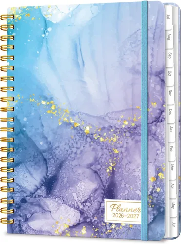 Vista 14 de Agenda 2026 de 8.5 x 11 pulgadas, planificadores semanales mensuales grandes con pestañas, calendario diario A4 encuadernado en espiral, agenda