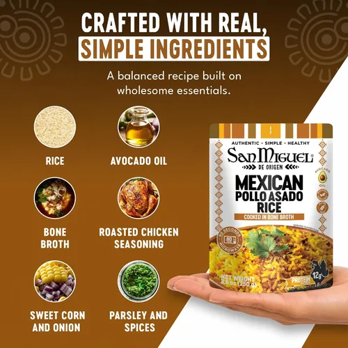 Vista 3 de San Miguel Microondas Pollo Asado Arroz, 0.42 oz Proteína