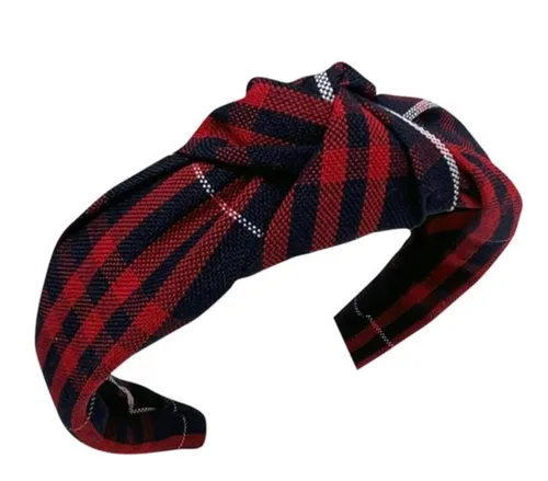 Vista 31 de Diadema anudada de 1.25 pulgadas, uniforme escolar, a cuadros, acolchada, con nudo en la parte superior, diadema de uniforme (cuadros 120)
