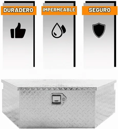 Vista 5 de Caja de herramientas de aluminio de 38" con lengüeta para remolque de alta resistencia, caja de herramientas para cama de camión con llaves