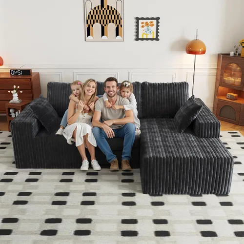 Vista 11 de Cloud - Sofá modular en forma de L con asiento profundo, de espuma viscoelástica comprimida de 3 plazas para sala de estar, sofá modular