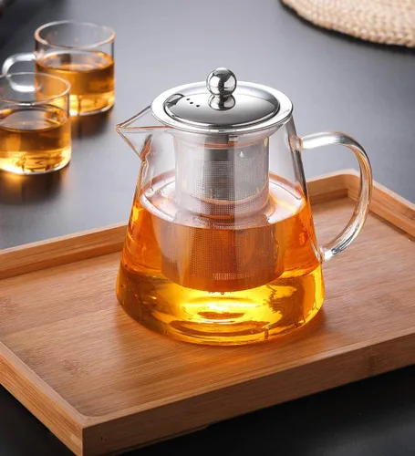 Vista 7 de Tetera de vidrio con infusor Tetera de 32 oz/43 oz Hervidor de té seguro para estufa Juego de tetera para té floreciente y de hojas sueltas
