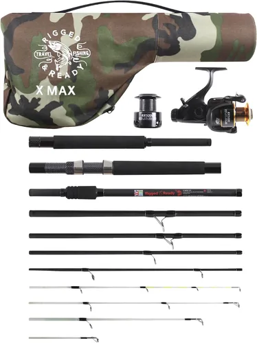 Vista 10 de Rigged & Ready X Series™ Travel Fishing Rods. 6 Super Compact Combos and Rods, Multi-Functional, Spinning Poles. 5 to 25 Techniques from one Rod.