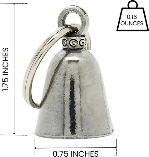 Vista 3 de Campana de buena suerte contra el mal de ojo de Guardian Bell con llavero y bolsa de regalo de terciopelo negro Regalo de buena suerte de peltre