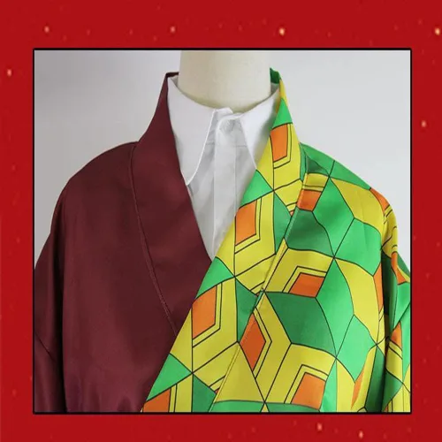 Vista 3 de Disfraz largo de kimono japonés de anime Kanroji Mitsuri y Giyuu para cosplay