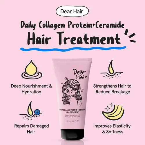 Vista 2 de Tratamiento diario de ceramida con proteína de colágeno para cabello seco y dañado, mascarilla acondicionadora profunda con colágeno hidrolizado