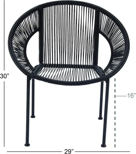 Vista 6 de Deco 79 Silla de exterior ovalada de ratán de plástico contemporáneo, 29 "x 23" x 30", negro