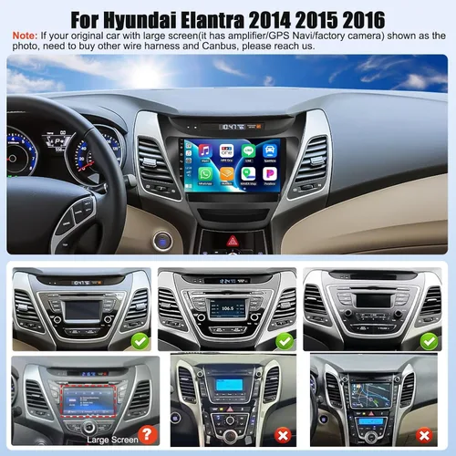 Vista 2 de [HiFi Audio] 2+64G Android Car Stereo para Hyundai Elantra 2014-2016 Wireless Apple Carplay Android Auto 9 pulgadas Pantalla táctil Navegación