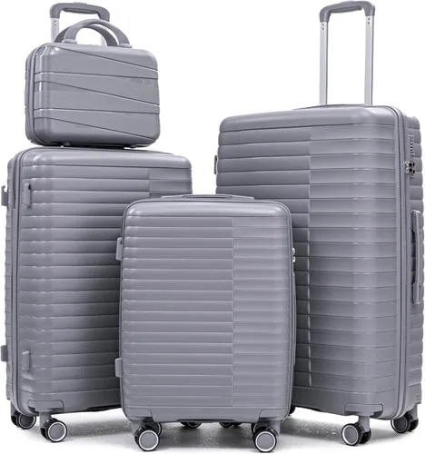 Vista 63 de Merax 3 piezas expandible ABS Hardshell equipaje Sets Spinner Wheel Maleta TSA Lock Suit Case, Apertura frontal negra, Juego de 2 piezas, Maleta