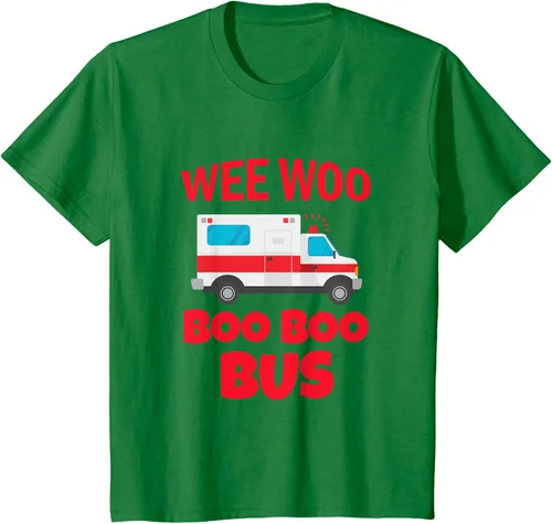 Vista 40 de Wee Woo Boo Boo Bus First Responder - Camiseta divertida de ambulancia, Negro, S