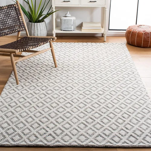 Vista 48 de SAFAVIEH Vermont Collection - Alfombra decorativa de 2 pies 3 pulgadas x 4 pies, marfil y negro, lana hecha a mano, ideal para zonas de alto tráfico