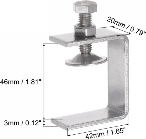 Vista 2 de uxcell Abrazadera en C de acero inoxidable con apertura de mandíbula de 1.811 in de ancho para carpintería Soldadura Edificio Montaje
