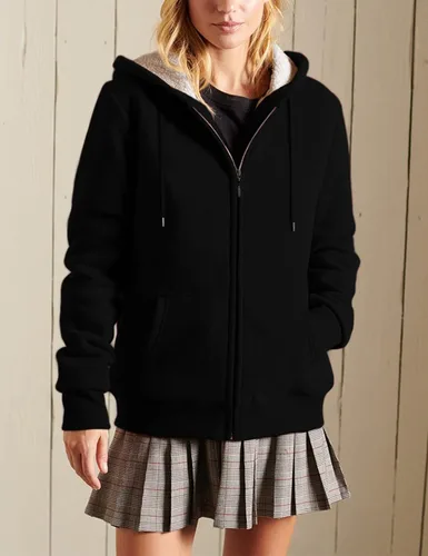 Vista 2 de Yeokou - Sudadera de invierno con capucha para mujer con cierre forro de Sherpa