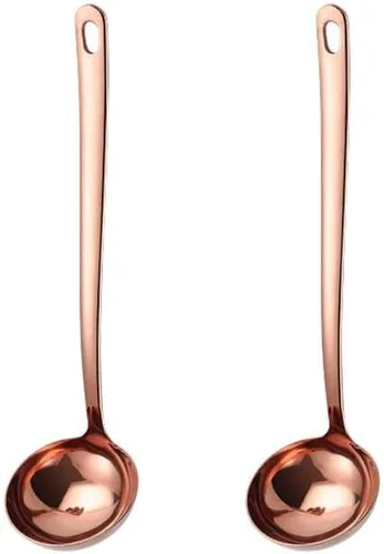 Vista 9 de Paquete de 2 cucharones de sopa negros de acero inoxidable para servir salsa de cocina